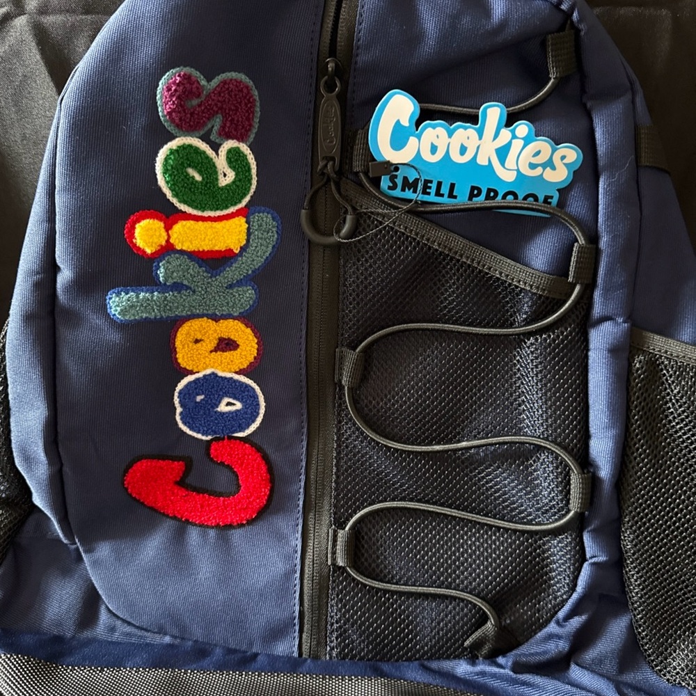 Cookies Blue with Sown on COOKIES Smell Proof Backpack Book Bag Gym School